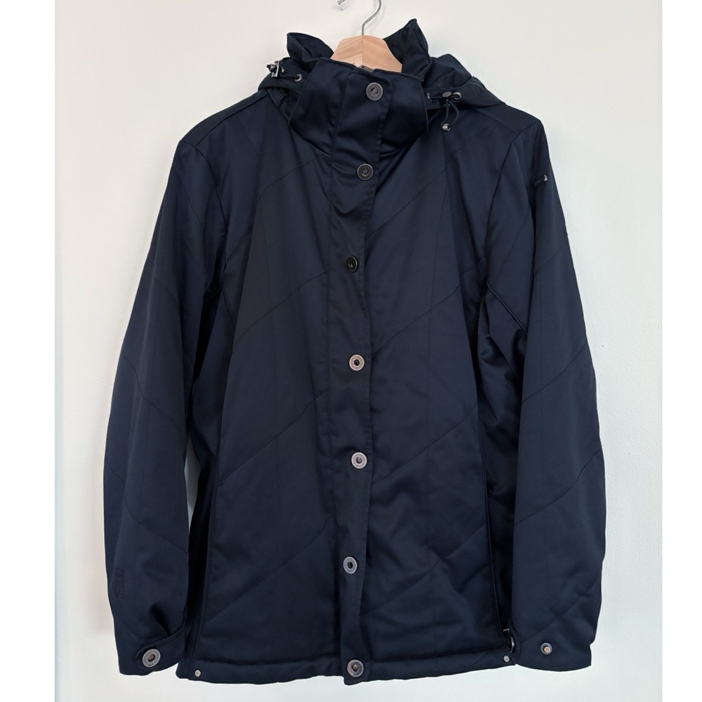NILS‎ || Quilted Ski Jacket Waist Snaps Navy Blue 8